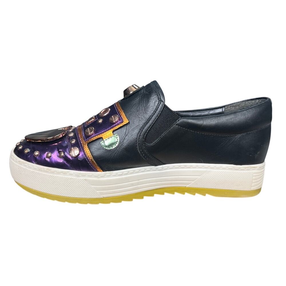 Ivy Kirzhner Bertha Black Leather Embellished Slip On Sneakers Size 7.5 - Picture 2 of 11